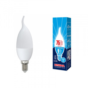 UNIEL (Volpe) Лампа LED-CW37- 9W/4000K/E14/FR/NR Norma