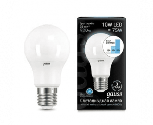 GAUSS 102502210-S лампа LED A60 10W Е27 4100K step dimmable (ступенчатая регулировка яркости)