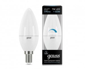GAUSS 103101207-D лампа LED Candle-dim 7W Е14 4100K диммир.