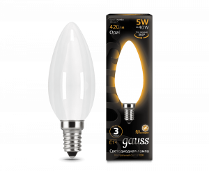 GAUSS 103201105 лампа LED Filament Candle 5W E14 2700К OPAL