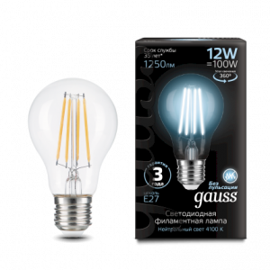 GAUSS 102902212 лампа LED Filament A60 12W E27 4100К