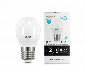 GAUSS 53222 Лампа LED Elementary Globe 12W 920lm E27 4100K