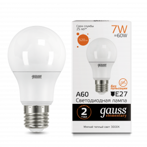 GAUSS 23217A лампа LED Elementary A60 7W Е27 2700K