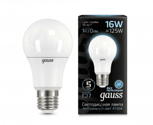 GAUSS 102502216 лампа LED A60 16W E27 4100K