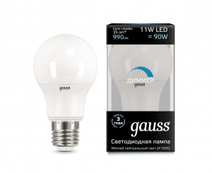 GAUSS 102502211-D лампа LED A60 11W Е27 4100K диммир.