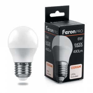 Feron Лампа LED G45  6W 230V Е27 6400K OSRAM LB-1406 (38070)