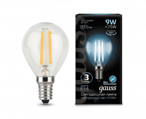 GAUSS 105801209 лампа LED Filament Globe 9W E14 4100K