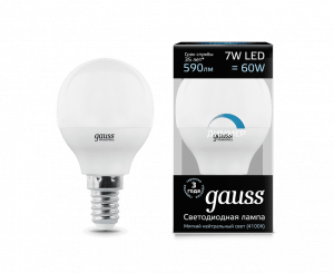 GAUSS 105101207-D лампа LED Globe-dim 7W E14 4100К диммир.