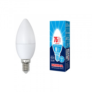 UNIEL (Volpe) Лампа LED-C37- 9W/4000K/E14/FR/NR Norma