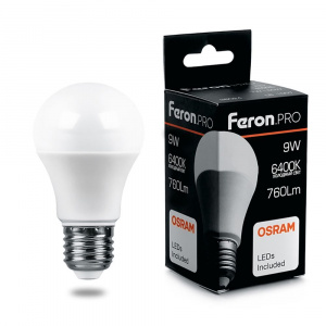 Feron Лампа LED A60  9W 230V Е27 6400K OSRAM LB-1009 (38028)