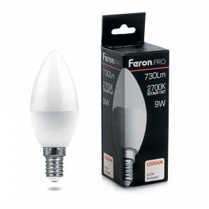Feron Лампа LED C37  9W 230V E14 2700K OSRAM LB-1309 (38059)