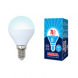 UNIEL (Volpe) Лампа LED-G45- 9W/4000K/E14/FR/NR Norma