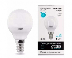 GAUSS 53120 лампа LED Elementary Globe 10W Е14 4100K