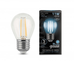 GAUSS 105802211 Лампа LED Filament Globe 11W E27 750lm 4100K