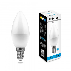 Feron Лампа LED C37 11W 230V E14 6400K LB-770
