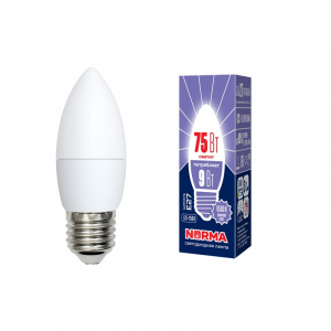 UNIEL (Volpe) Лампа LED-C37- 9W/6500K/E27/FR/NR Norma