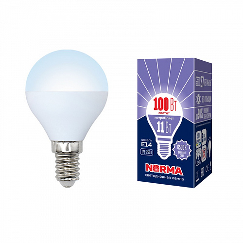 UNIEL (Volpe) Лампа LED-G45-11W/6500K/E14/FR/NR Norma